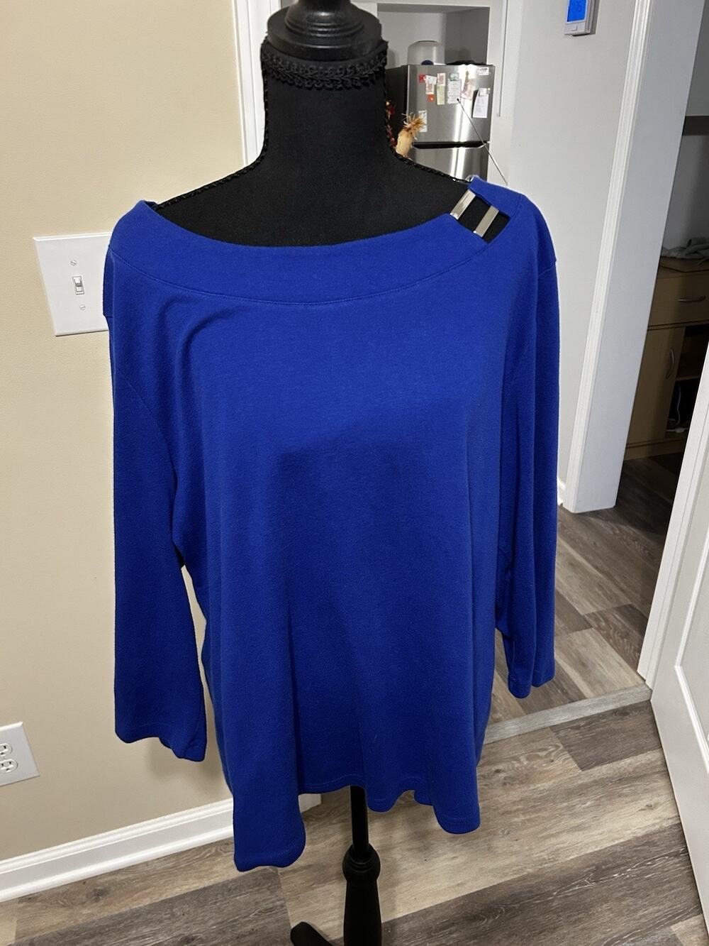 Karen Scott Navy Dressy Knit Top XXL